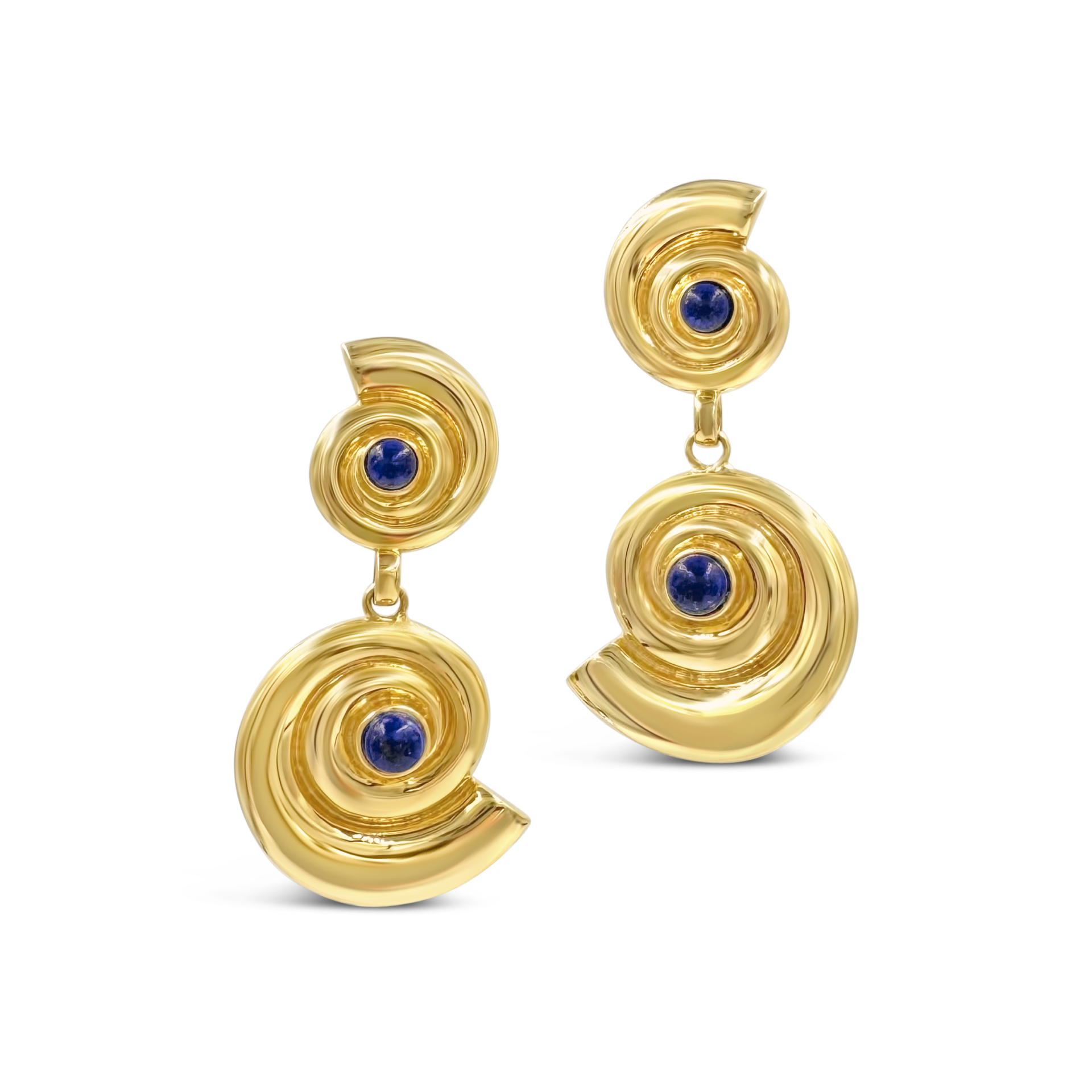 Daphine Agathe Earrings in gold with lapis lazuli