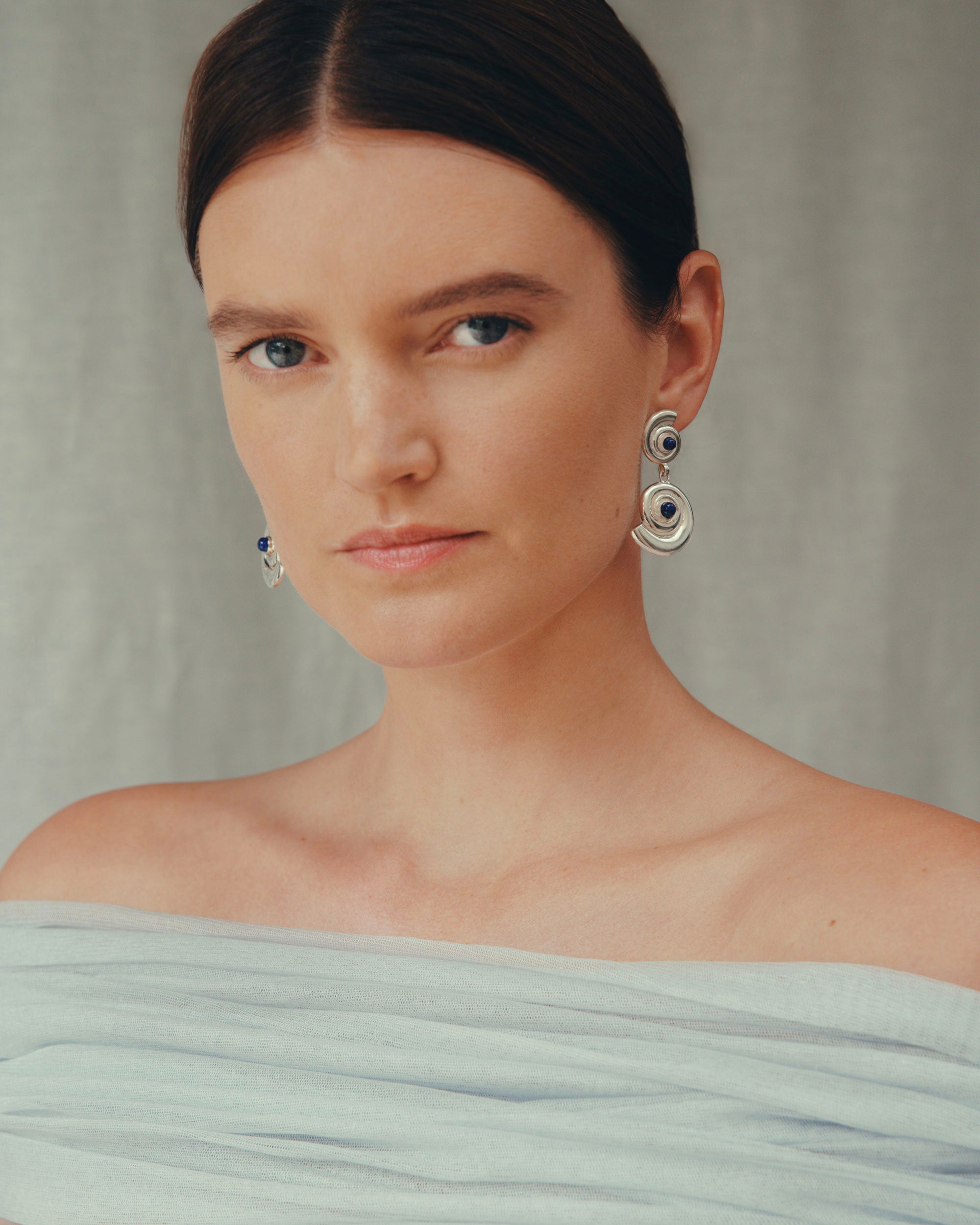 Daphine Agathe Earrings in silver with Lapis Lazuli