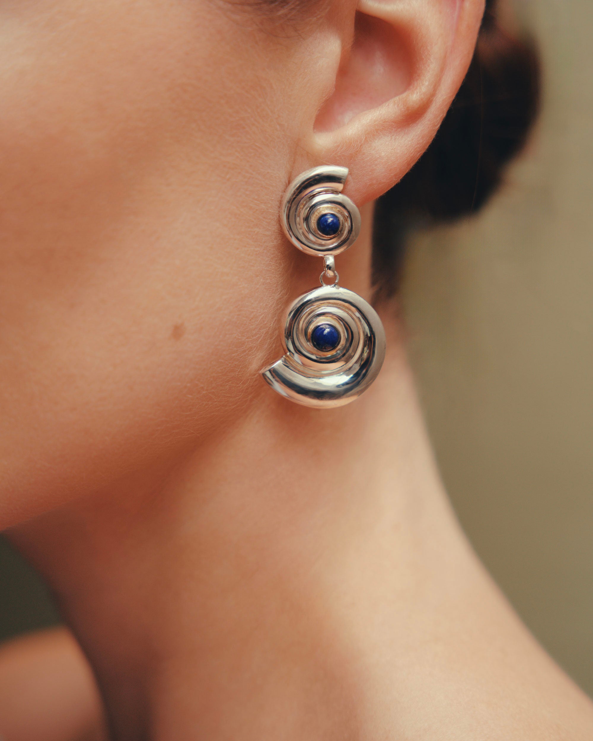 Daphine Agathe Earrings in silver with Lapis Lazuli