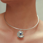 Daphine Agathe necklace in silver with Lapis Lazuli stone